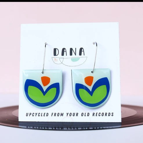 Dana - FLOR Earrings in Blue, Vibrant Green and Orange
