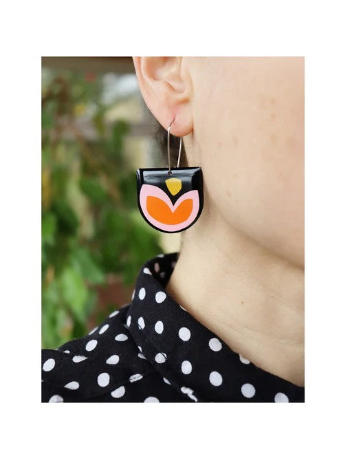 Dana - FLOR Earrings in Blue, Vibrant Green and Orange