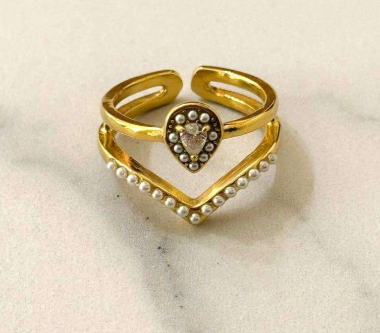 Cassette - Auley Adjustable Ring with White Zirconias