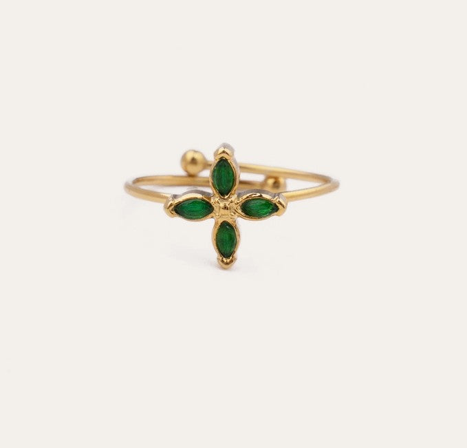 Cucocuca - Adjustable Stainless Green Ring