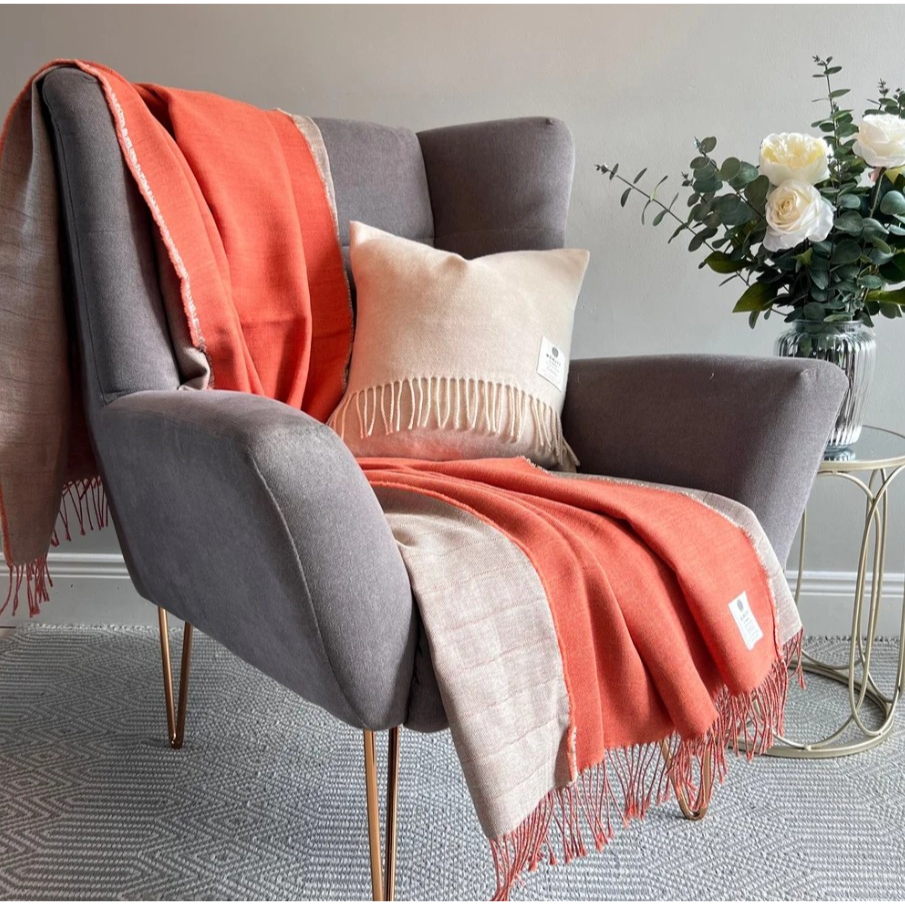 McNutt Linen Wool Throw - Orange