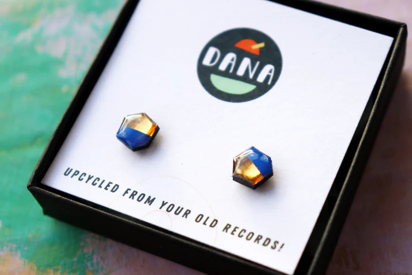 Dana - Nugget Stud Earring - Royal Blue and Gold