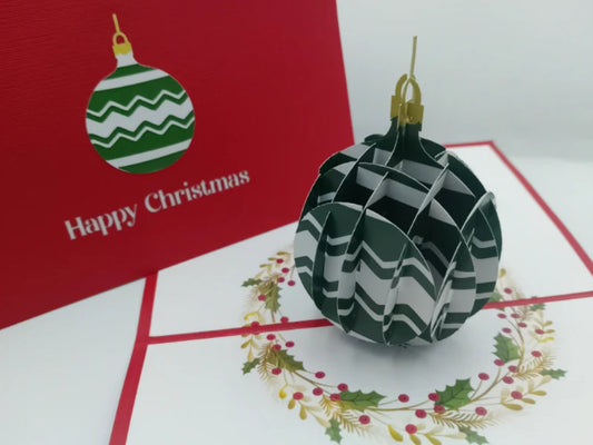 Paper Bear Pop-Up Card - Christmas Baubles