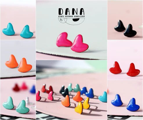 Dana - Heart Studs Earrings in Red Colour