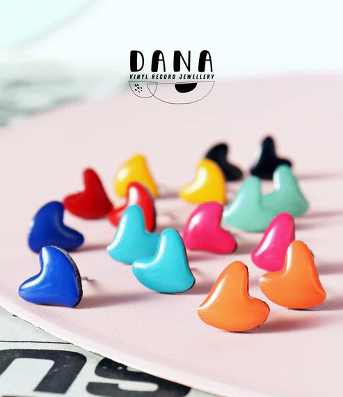 Dana - Heart Studs Earrings in Red Colour