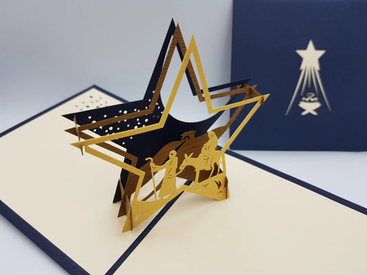 Paper Bear Pop-Up Card - Nativity Star