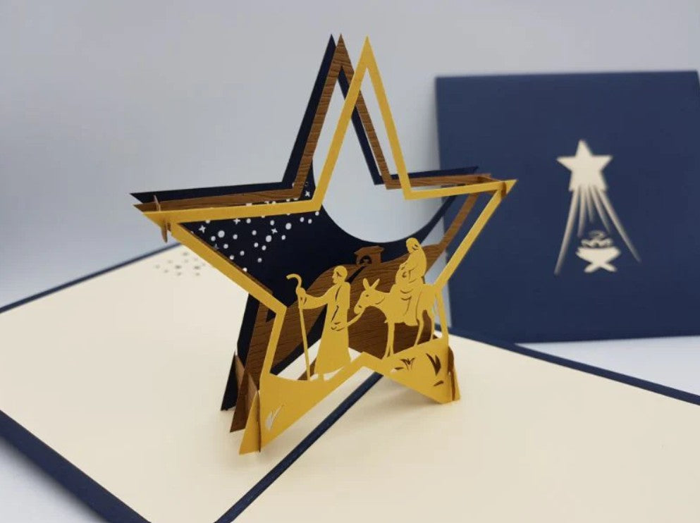 Paper Bear Pop-Up Card - Nativity Star