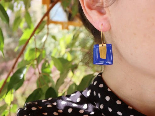 Dana - PATSY no.2 Earrings in Royal Blue and Gold