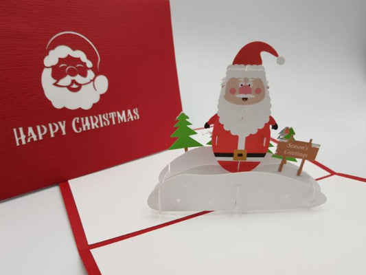 Paper Bear Pop-Up Card - Santa in the snow