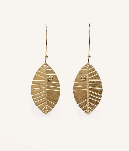 Gold Leaf Drop Earrings