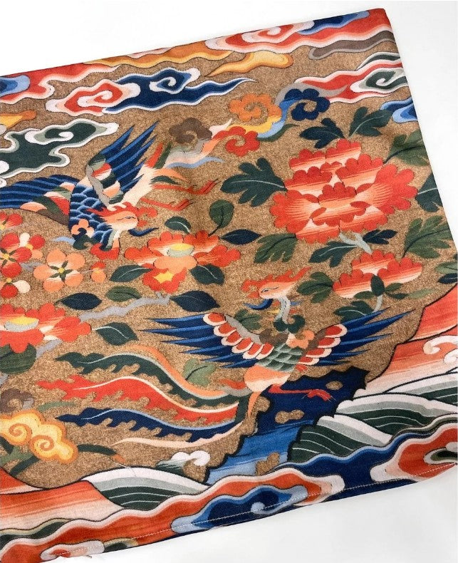 Pillow Cover – Peony & Clouds | Chinese Phoenix Rank Badge