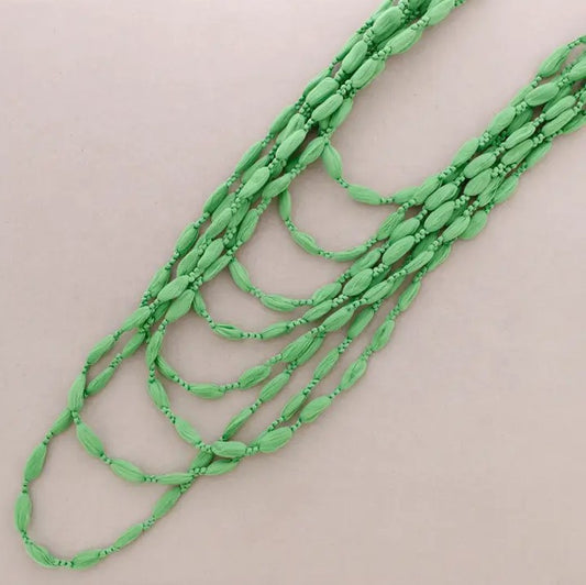 Multifold Wool Ball Long Necklace