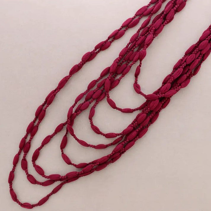 Multifold Wool Ball Long Necklace