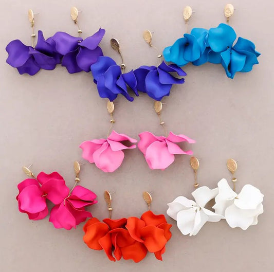 Resin Flower Pendant Earrings
