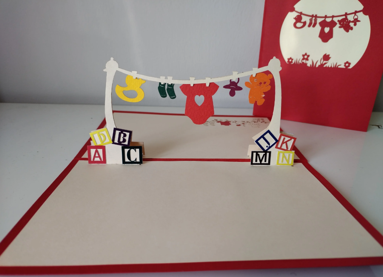 Pop Up card - Baby Clothesline