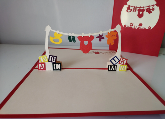Pop Up card - Baby Clothesline