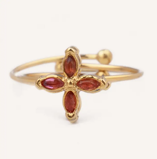 Fleur Adjustable Magenta Ring