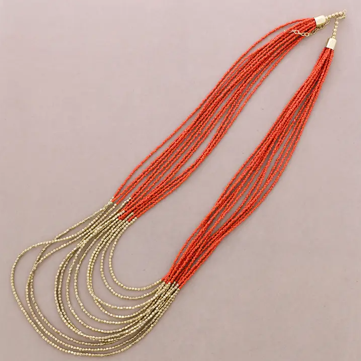 Long Multi-Strand Beaded Necklace