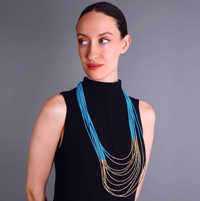 Long Multi-Strand Beaded Necklace
