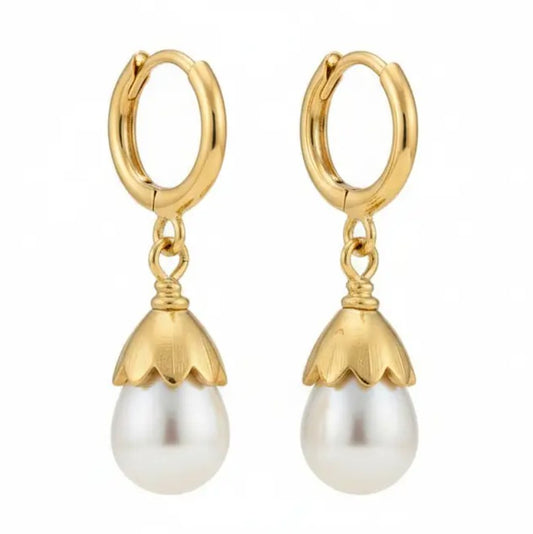 Cassette - Roni Pearl Look Hoop Earrings