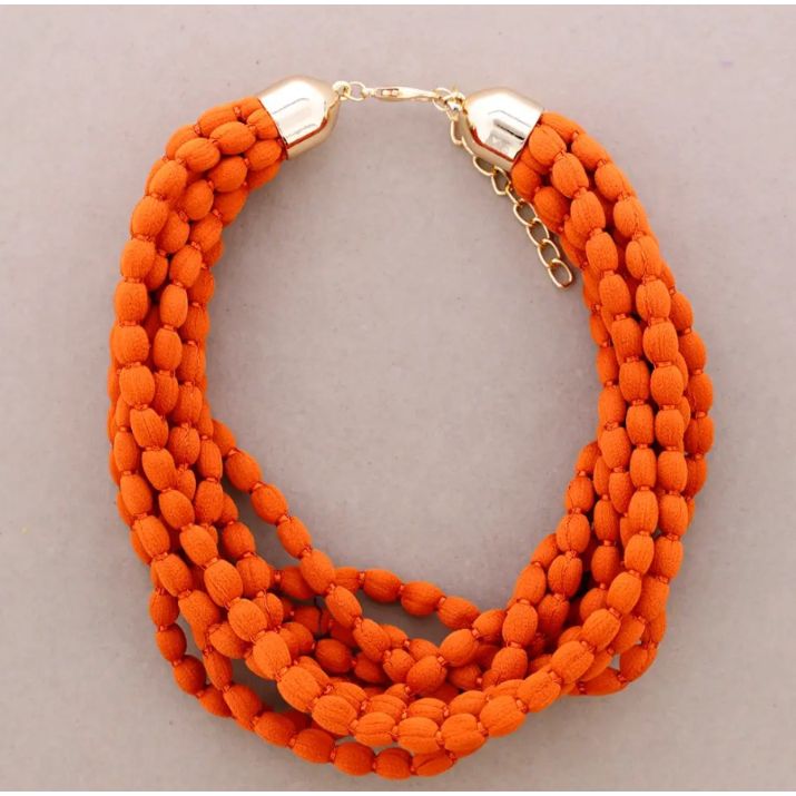 Multi-Round Necklace with Wool Balls