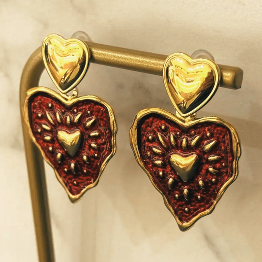 Fuego Del Amor Red Heart Earrings