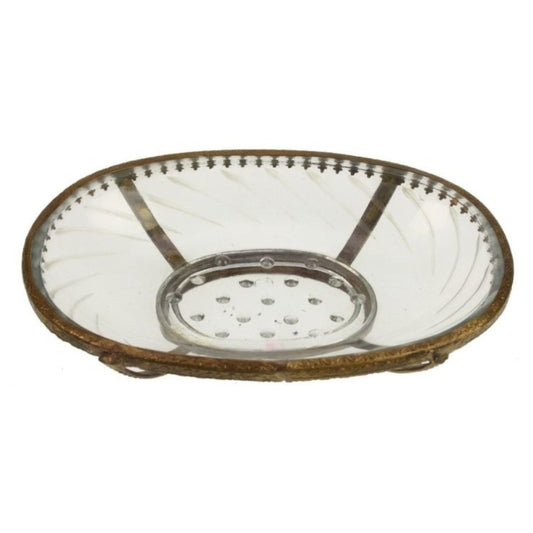 Glass and Metal Soap Dish