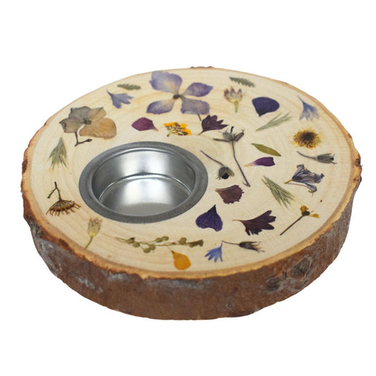 Natural Wood Tealight Holder - Jens Pressed Flowers