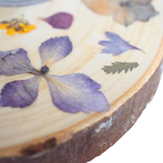 Natural Wood Tealight Holder - Jens Pressed Flowers