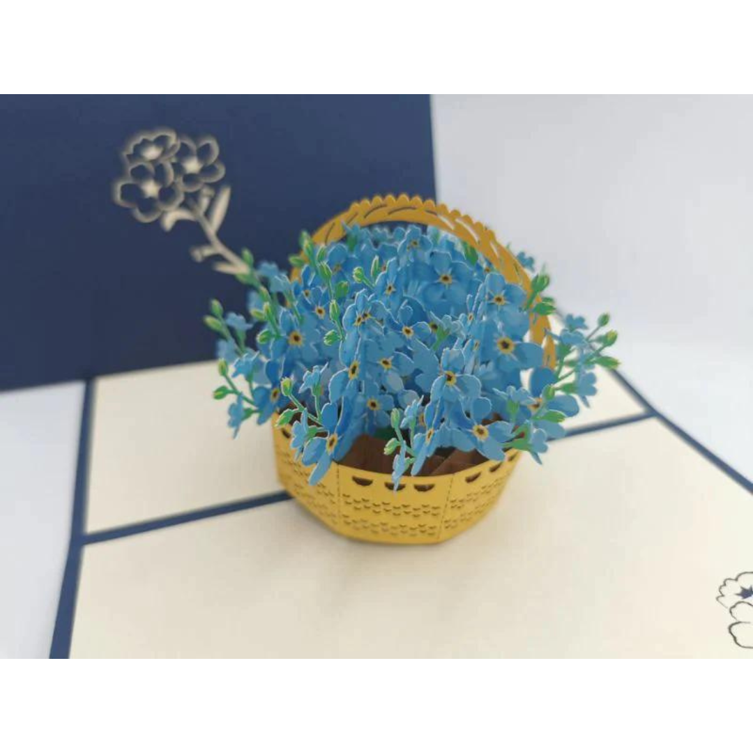 Forget-Me-Not Basket -  Pop Up Card - Paperbear