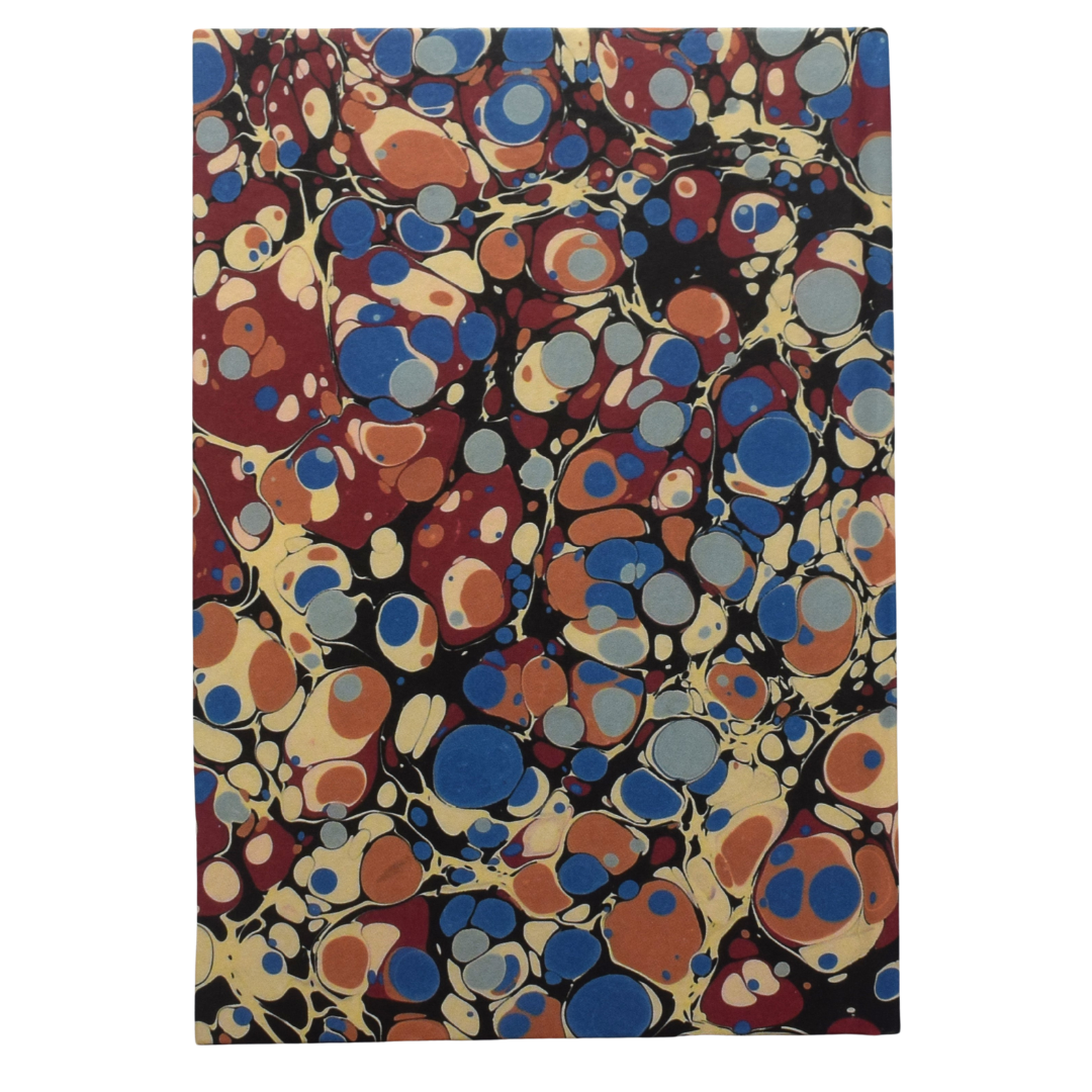 Muckross - Handbound A5 Journal - Blue, Red, Orange, Black and Cream Marble