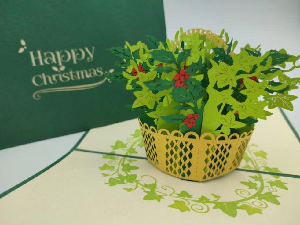 Paper Bear Pop-Up Card - Holly & Ivy Basket