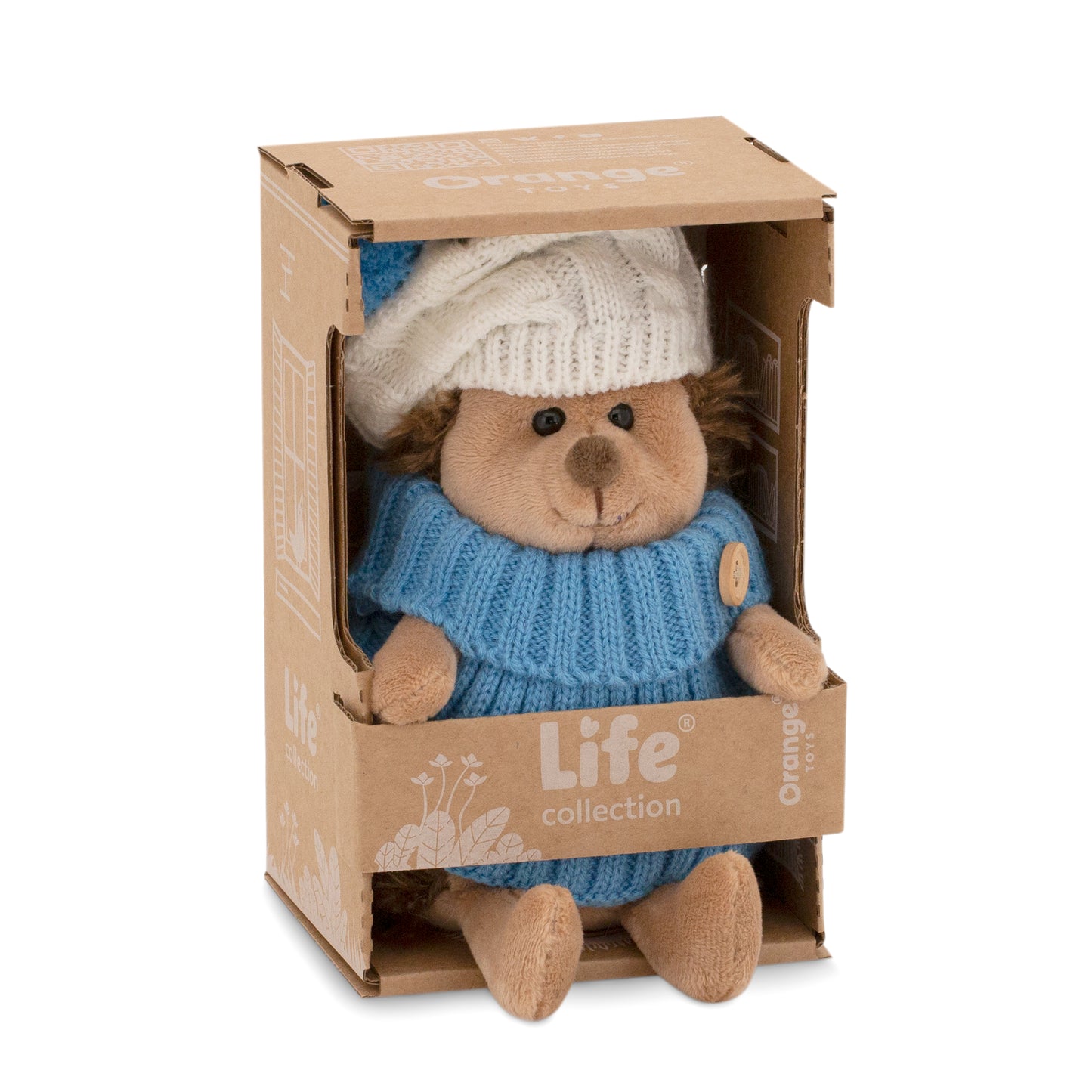 Orange Toys - Soft toy, Prickle the Hedgehog in white/blue hat