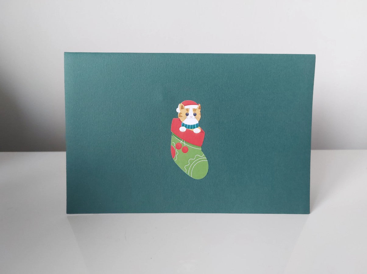 Paper Bear Pop-Up Card - Christmas Kittens