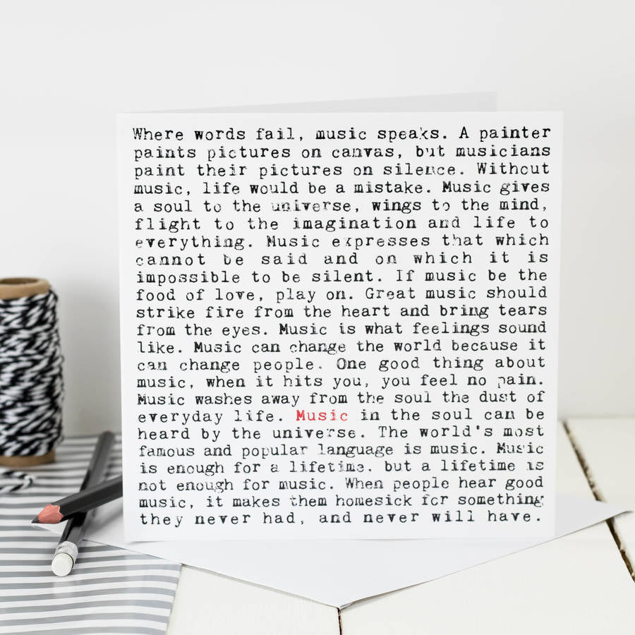 Greeting Card - Music Quotes