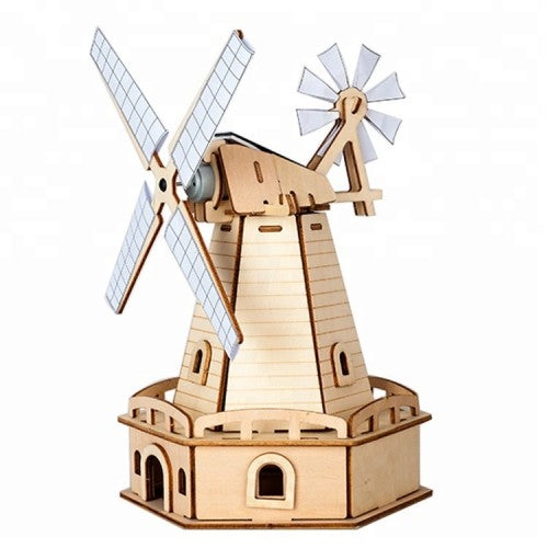 3D Solar Power Windmill - Wooden Puzzle - De Bouwplaats