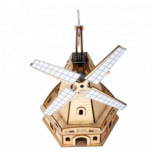 3D Solar Power Windmill - Wooden Puzzle - De Bouwplaats
