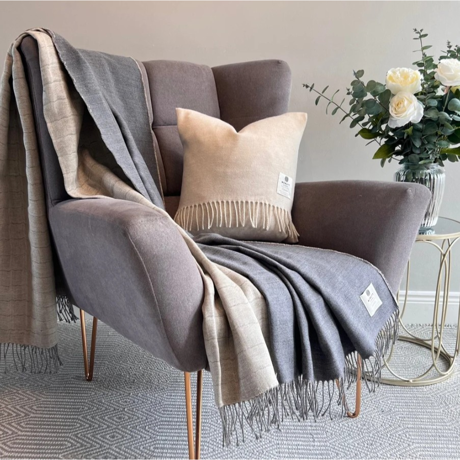 McNutt Linen Wool Throw - Feather Grey