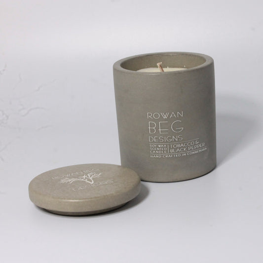 Rowan Beg Designs - Tobacco & Black Pepper Soy Wax Scented Candle