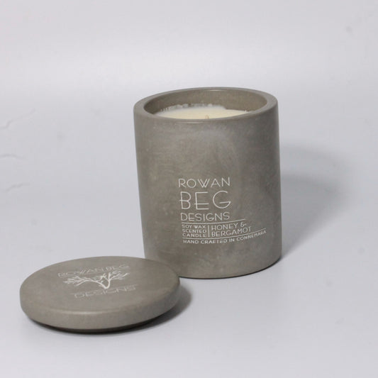 Rowan Beg Designs - Honey & Bergamot Soy Wax Scented Candle