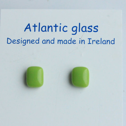 Atlantic Glass - Fused Lime Green Stud Earrings